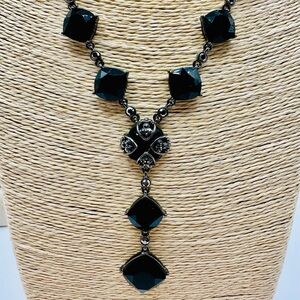 Elegant Vintage Crown Trifari  Black Necklace